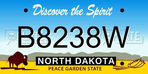 B8238W North Dakota License Plate