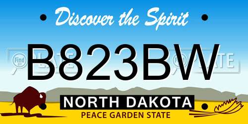 B823BW North Dakota License Plate