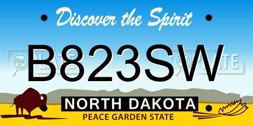 B823SW North Dakota License Plate
