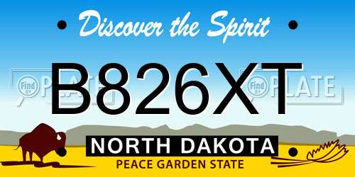 B826XT North Dakota License Plate