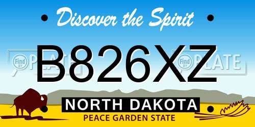 B826XZ North Dakota License Plate