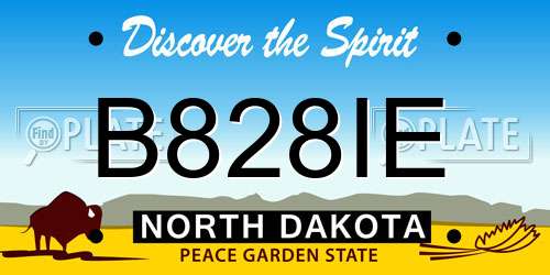 B828IE North Dakota License Plate