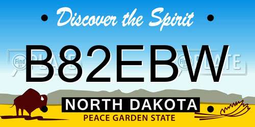 B82EBW North Dakota License Plate