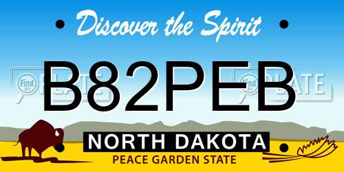 B82PEB North Dakota License Plate