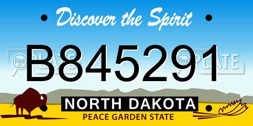 B845291 North Dakota License Plate