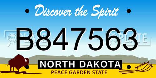 B847563 North Dakota License Plate