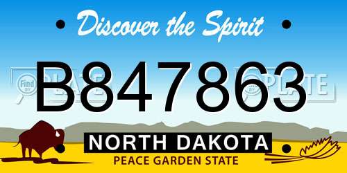 B847863 North Dakota License Plate