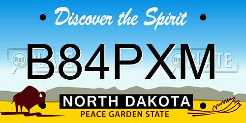 B84PXM North Dakota License Plate
