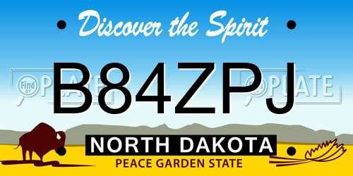 B84ZPJ North Dakota License Plate