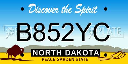 B852YC North Dakota License Plate