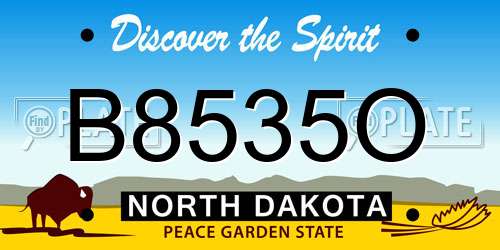 B8535O North Dakota License Plate