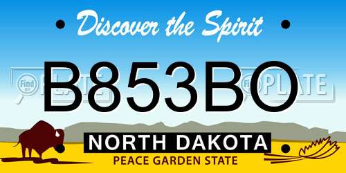 B853BO North Dakota License Plate