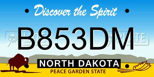 B853DM North Dakota License Plate
