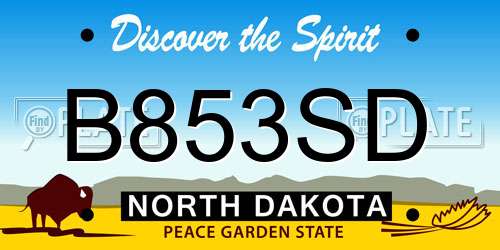 B853SD North Dakota License Plate