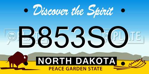 B853SO North Dakota License Plate