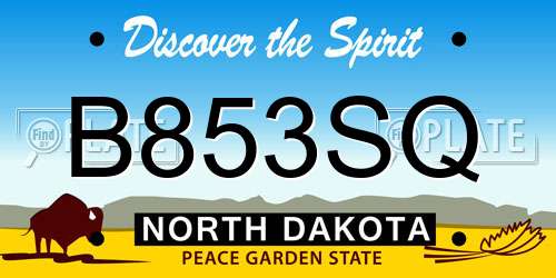 B853SQ North Dakota License Plate
