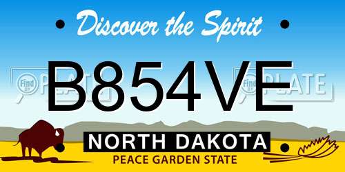B854VE North Dakota License Plate