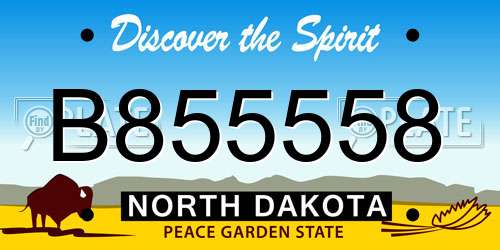 B855558 North Dakota License Plate