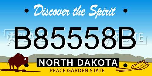 B85558B North Dakota License Plate