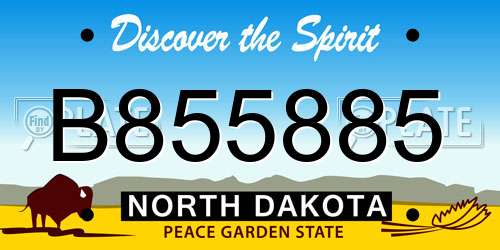 B855885 North Dakota License Plate