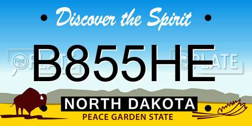 B855HE North Dakota License Plate