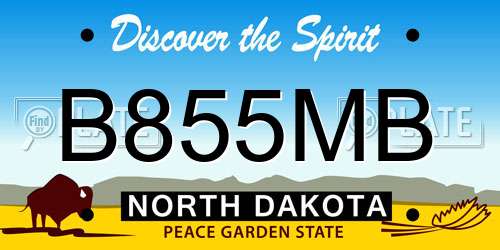 B855MB North Dakota License Plate