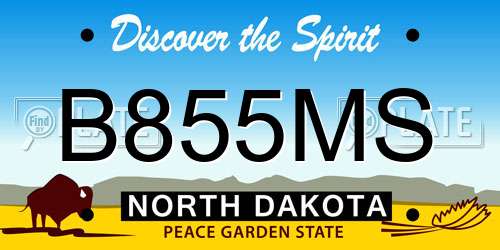 B855MS North Dakota License Plate