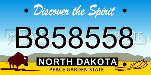 B858558 North Dakota License Plate