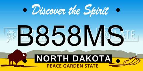 B858MS North Dakota License Plate