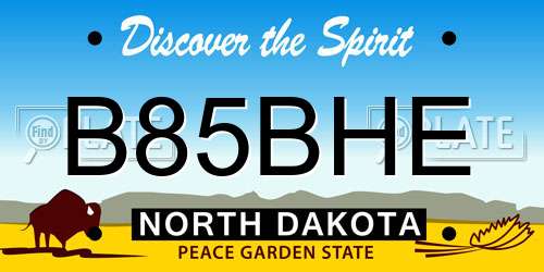 B85BHE North Dakota License Plate