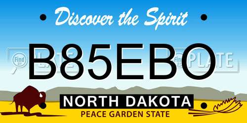 B85EBO North Dakota License Plate