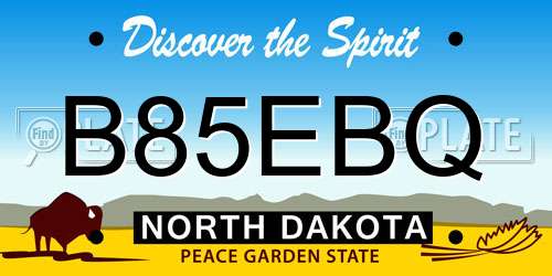 B85EBQ North Dakota License Plate