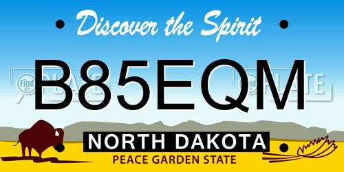 B85EQM North Dakota License Plate
