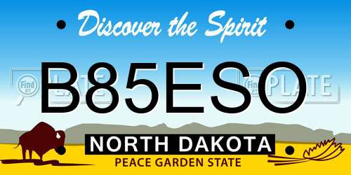 B85ESO North Dakota License Plate
