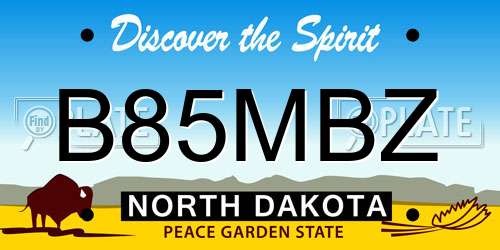 B85MBZ North Dakota License Plate