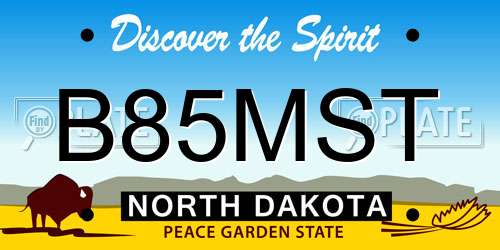 B85MST North Dakota License Plate