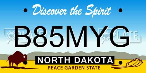 B85MYG North Dakota License Plate
