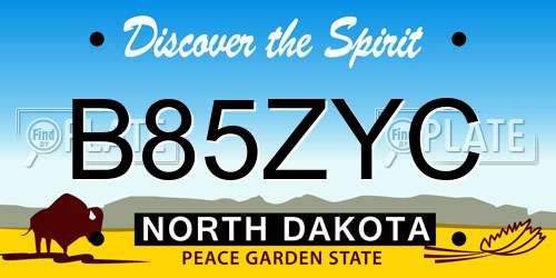 B85ZYC North Dakota License Plate