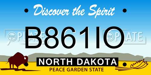 B861IO North Dakota License Plate