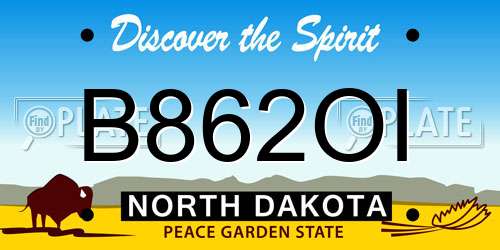 B862OI North Dakota License Plate