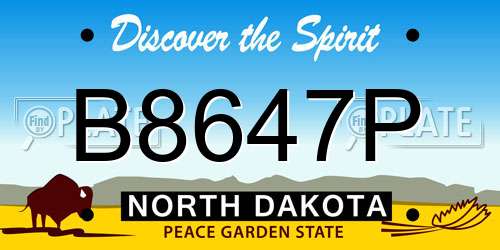 B8647P North Dakota License Plate