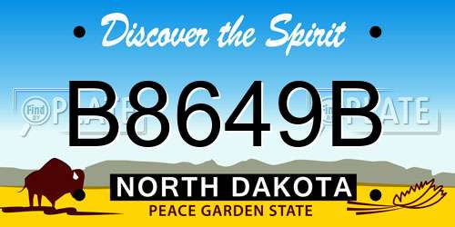 B8649B North Dakota License Plate
