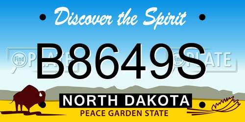 B8649S North Dakota License Plate