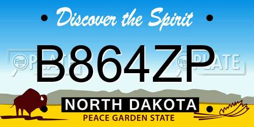 B864ZP North Dakota License Plate