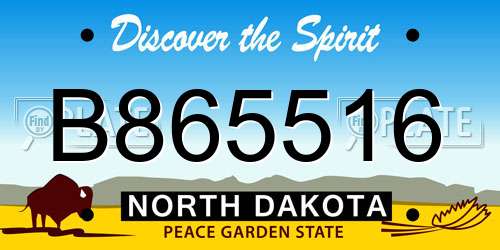 B865516 North Dakota License Plate