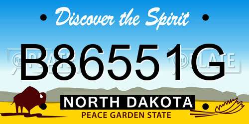 B86551G North Dakota License Plate