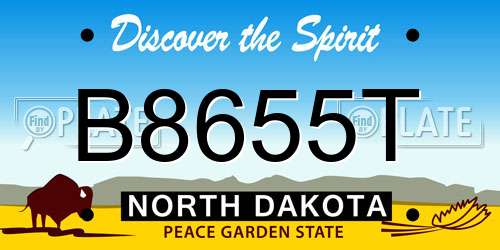 B8655T North Dakota License Plate