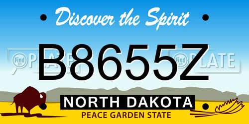 B8655Z North Dakota License Plate