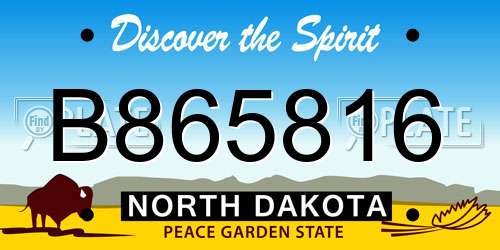 B865816 North Dakota License Plate