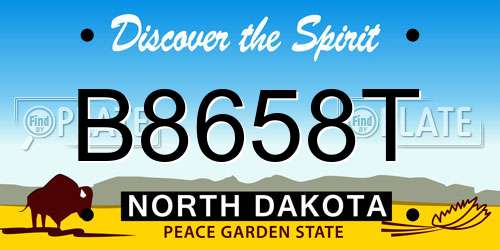 B8658T North Dakota License Plate